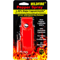 Thumbnail for Wildfire 1.4% MC 1/2 Oz Pepper Spray Leatherette Holster And Quick Release Keychain Red