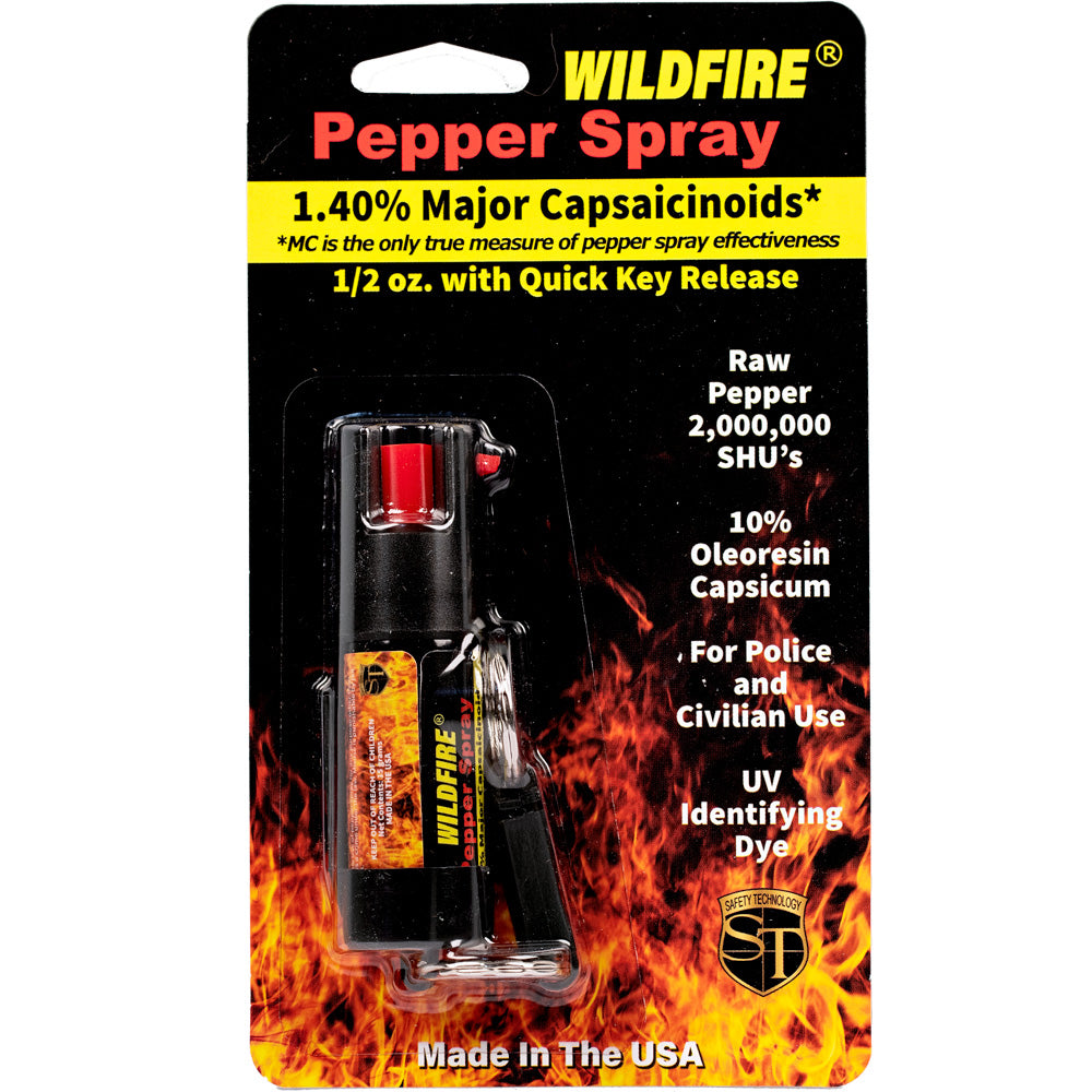Wildfire 1.4% MC 1/2 Oz Pepper Spray Belt Clip And Quick Release Keychain