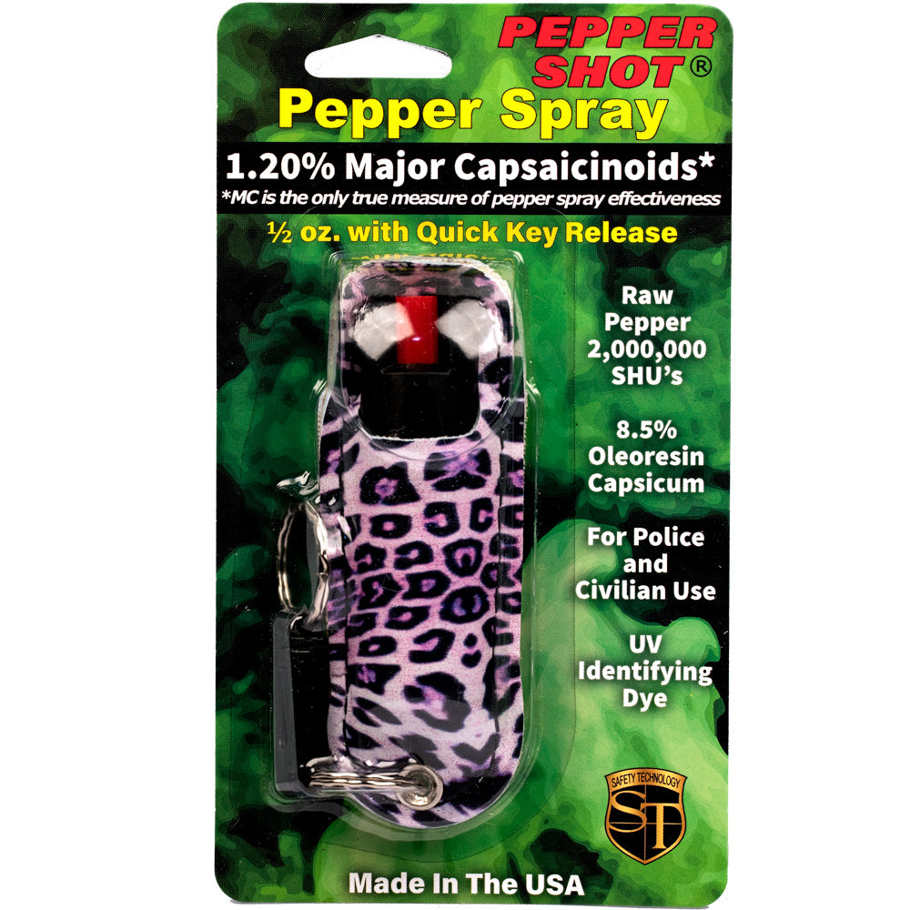 Pepper Shot 1.2% MC 1/2 Oz Halo Holster Leopard