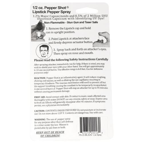 Pepper Shot 1.2% MC 1/2 Oz Lipstick Pepper Spray