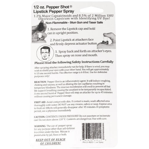 Pepper Shot 1.2% MC 1/2 Oz Lipstick Pepper Spray