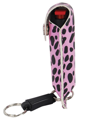 Pepper Shot 1.2% MC 1/2 Oz Pepper Spray Fashion Leatherette Holster And Quick Release Keychain Cheetah