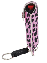 Thumbnail for Pepper Shot 1.2% MC 1/2 Oz Pepper Spray Fashion Leatherette Holster And Quick Release Keychain Cheetah