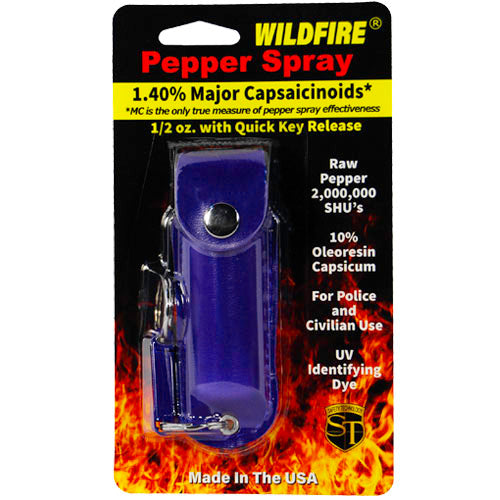 Wildfire 1.4% MC 1/2 Oz Pepper Spray Leatherette Holster And Quick Release Keychain