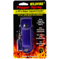 Thumbnail for Wildfire 1.4% MC 1/2 Oz Pepper Spray Leatherette Holster And Quick Release Keychain