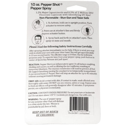 Pepper Shot 1.2% MC 1/2 Oz Pepper Spray Fashion Leatherette Holster And Quick Release Keychain Cheetah