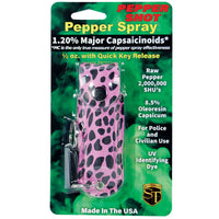 Thumbnail for Pepper Shot 1.2% MC 1/2 Oz Pepper Spray Fashion Leatherette Holster And Quick Release Keychain Cheetah