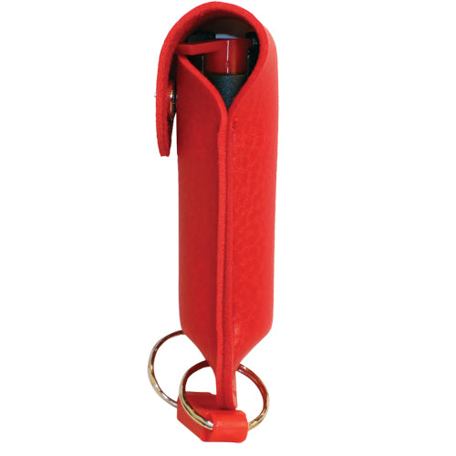 Pepper Shot 1.2% MC 1/2 Oz Pepper Spray Leatherette Holster And Quick Release Keychain Red