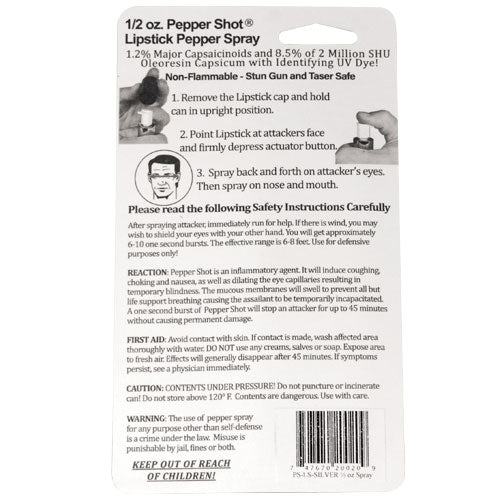 Pepper Shot 1.2% MC 1/2 Oz Lipstick Pepper Spray