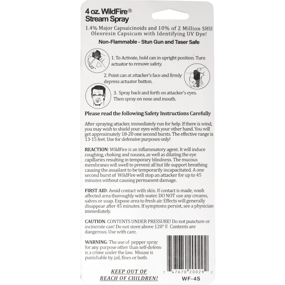 Wildfire 1.4% MC 4Oz Pepper Spray Stream