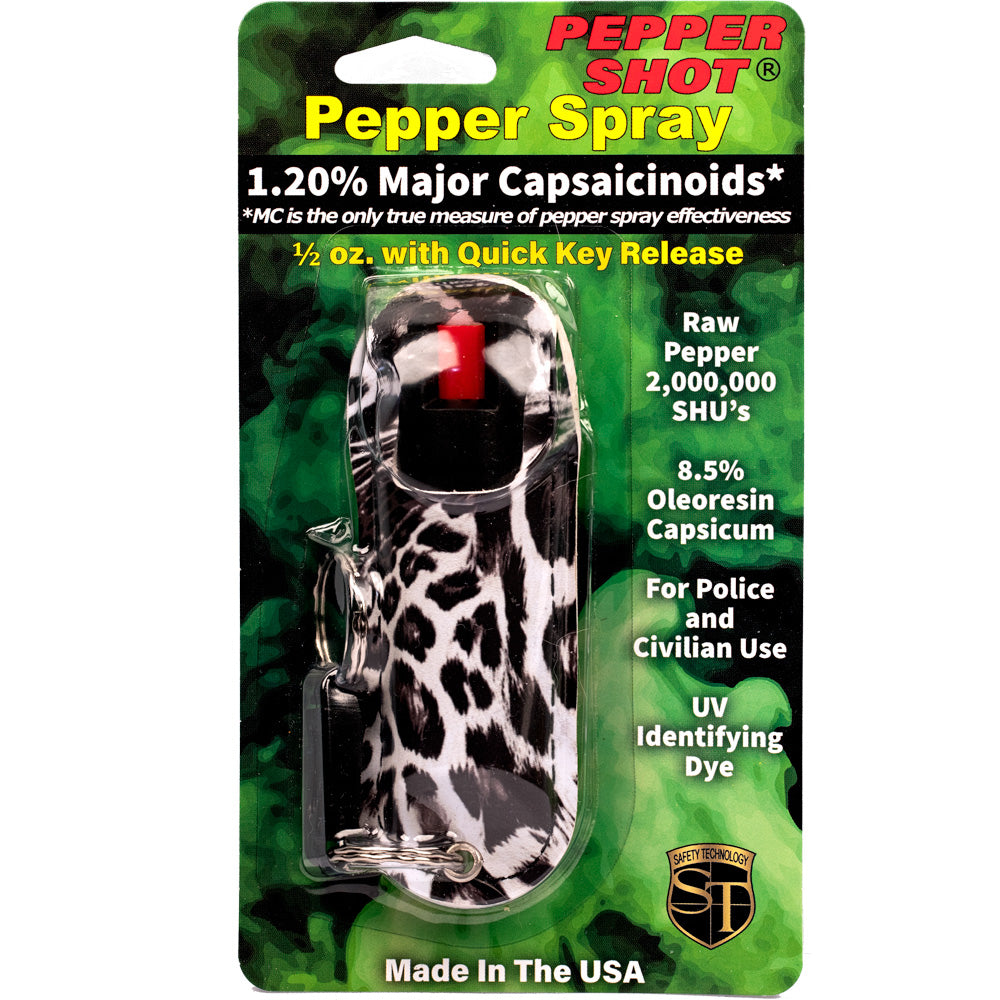Pepper Shot 1.2% MC 1/2 Oz Halo Holster Leopard