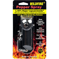 Thumbnail for Wildfire 1.4% MC 1/2 Oz Pepper Spray Leatherette Holster And Quick Release Keychain