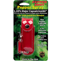 Thumbnail for Pepper Shot 1.2% MC 1/2 Oz Pepper Spray Leatherette Holster And Quick Release Keychain Red
