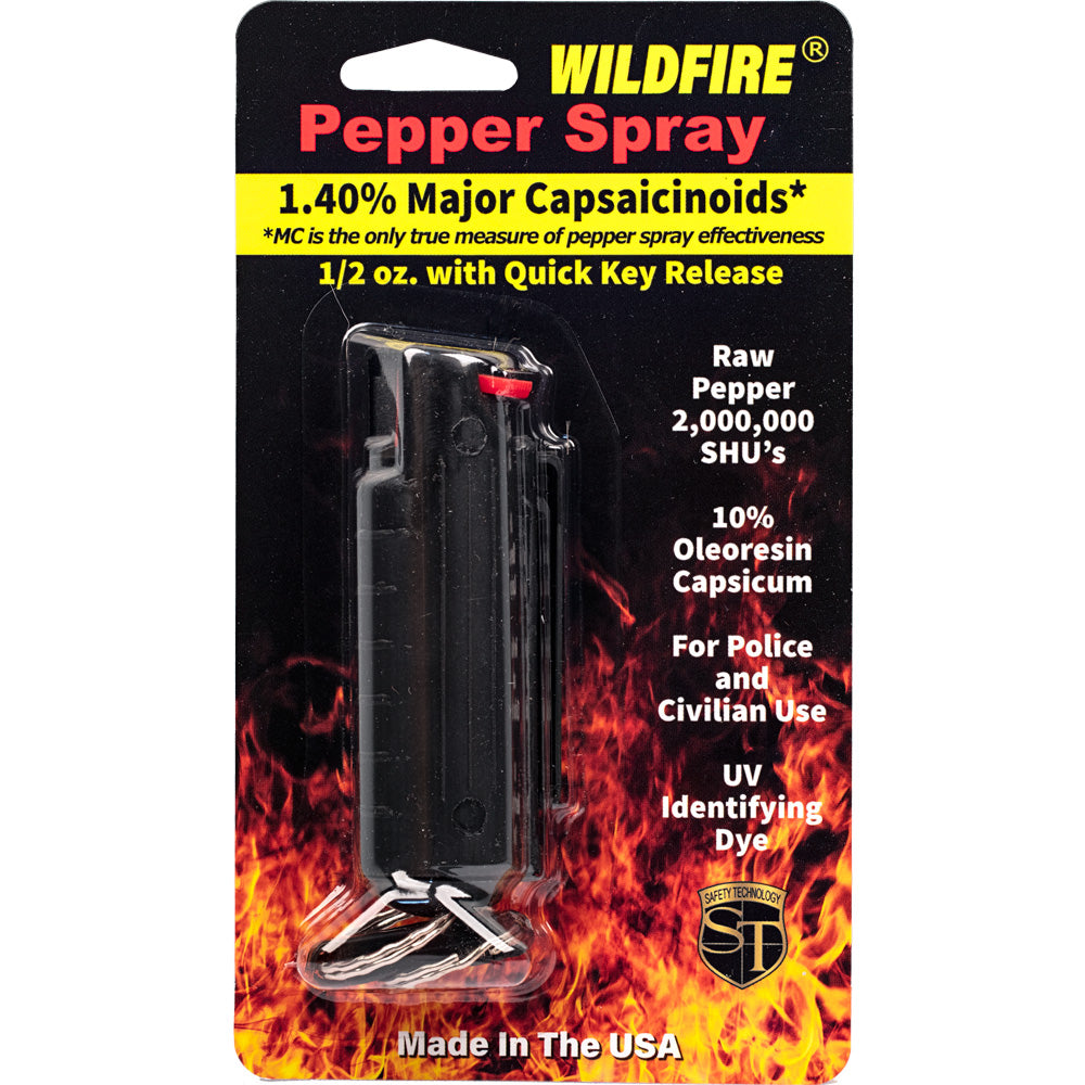 Wildfire 1.4% MC 1/2 Oz Pepper Spray Hard Case With Quick Release Keychain