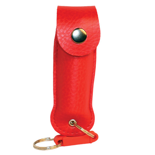 Pepper Shot 1.2% MC 1/2 Oz Pepper Spray Leatherette Holster And Quick Release Keychain Red