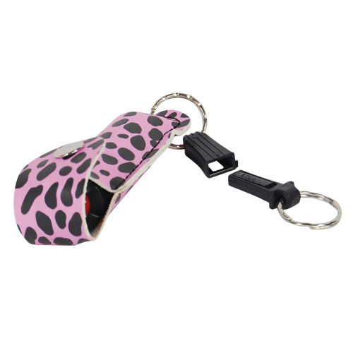 Pepper Shot 1.2% MC 1/2 Oz Pepper Spray Fashion Leatherette Holster And Quick Release Keychain Cheetah